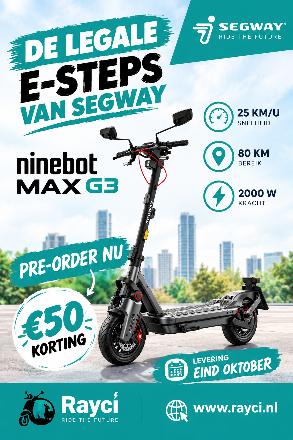 Pre-order Segway Ninebot MAX G3 NL, legale step nu met €50 korting